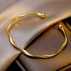 Timeless Golden Bracelet Iron Twist Cuff Bangle Bracelet Minimalist Adjustable